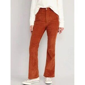 Old Navy Higher High-Rise Burnt Orange Corduroy Flare Pants in Tall Length